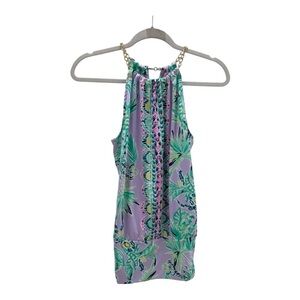 Lilly Pulitzer Bowen Halter Top Soleil Pink Palm Paradise size XS
